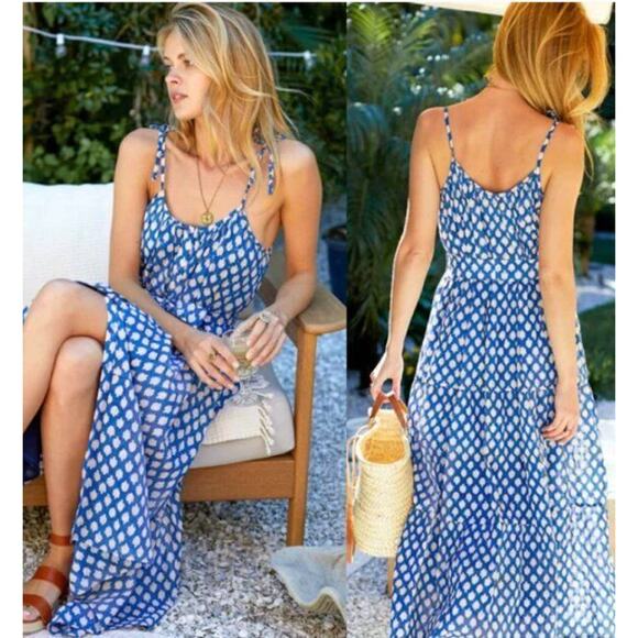 Emerson Fry Dresses & Skirts - EMERSON FRY India Collection Sz XS/S Button Front Sundress Sisters Blue Block
